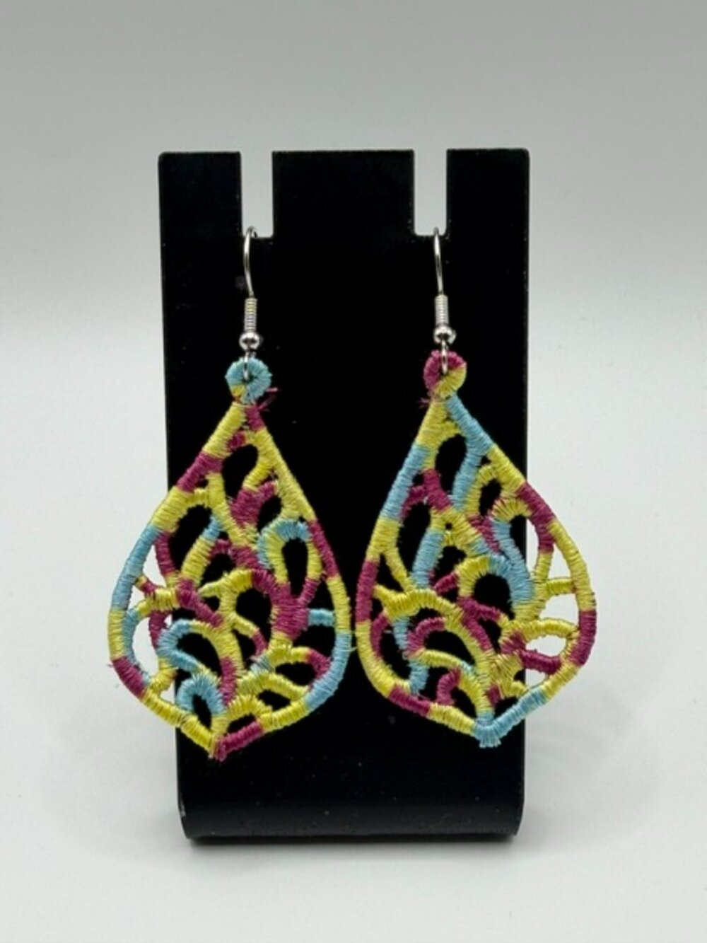 Homemade Multicolored Lace Teardrop Earrings